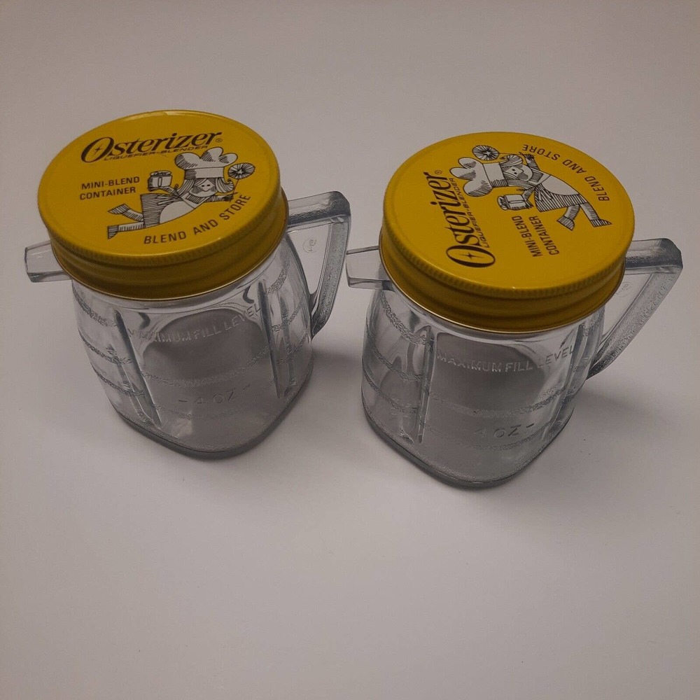 Vintage Osterizer Mini Blend Container Blend & Store 4 oz with Lid Jar Set of 2